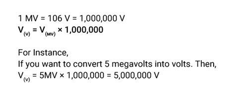 Megavolts to volts [MV to V] conversion tables with examples.
